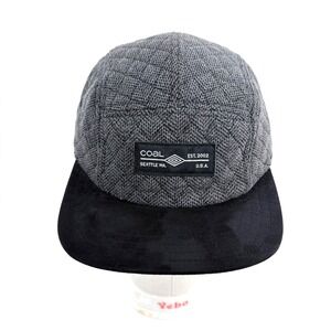 Coal Headwear 5 Panel Camper Hat Grey Chevron Black Suede Strapback Cap